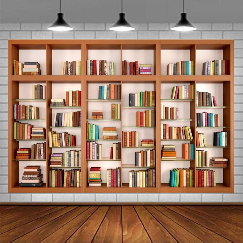 Home Office Zoom Background Free - Современный деревянный книжный шкаф-стеллаж: фон для