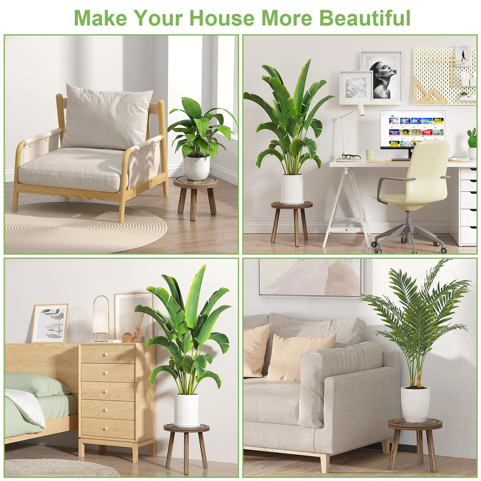 Набор из 3 деревянных подставо – обзор и цена Home Office With Plants