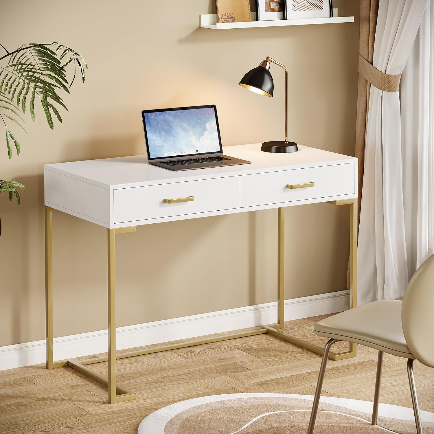 Бело-золотой современный компь – обзор и цена Desk Drawer Small