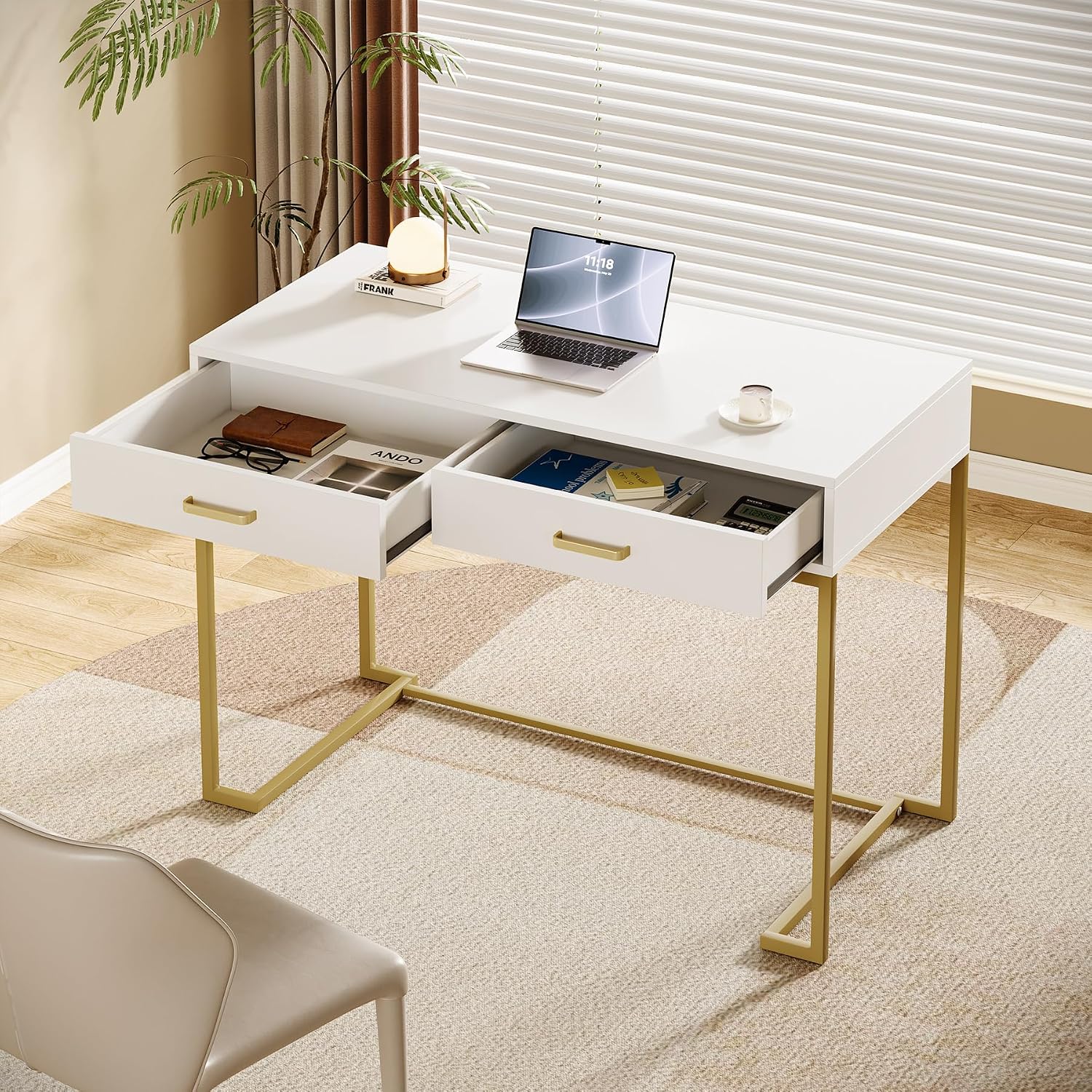 Бело-золотой современный компь – обзор и цена Desk Drawer Small
