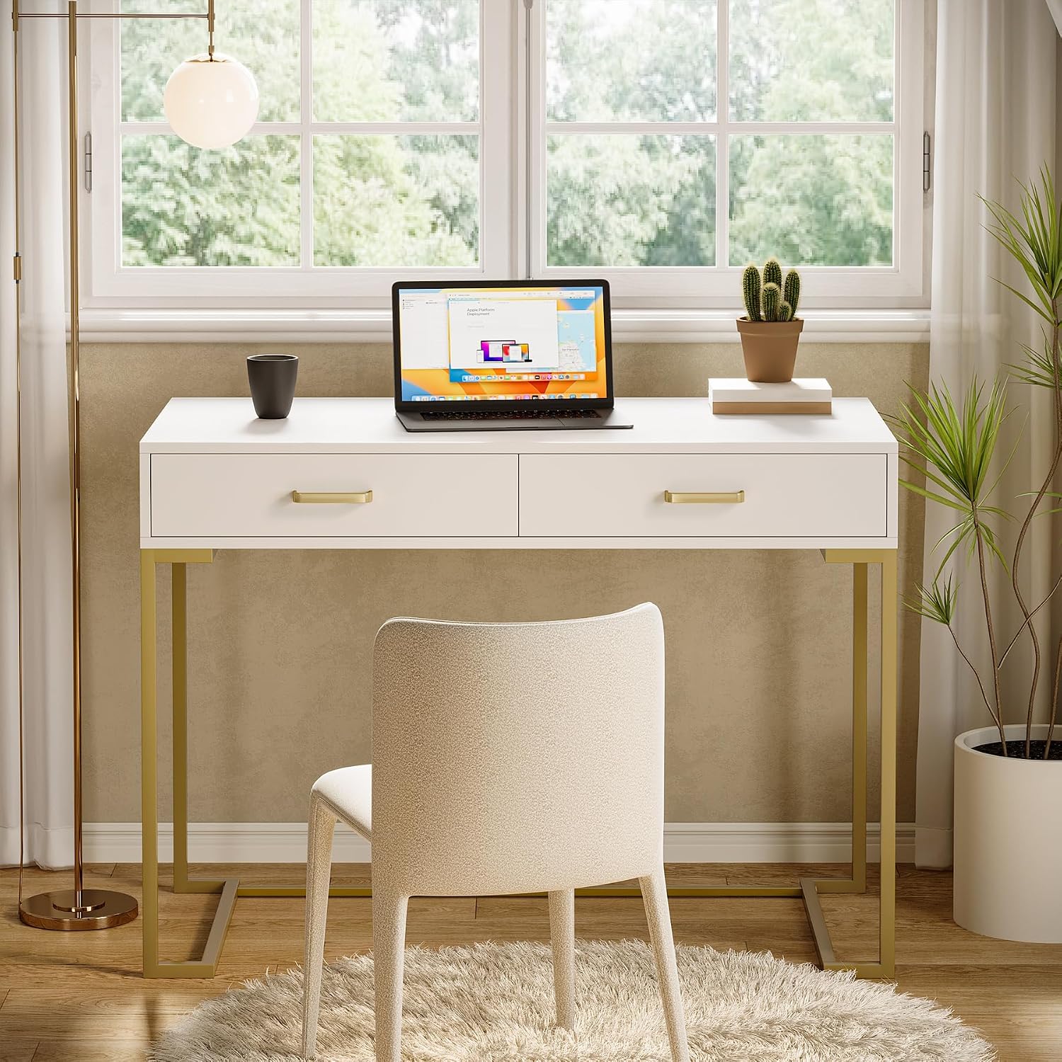 Бело-золотой современный компь – обзор и цена Desk Drawer Small