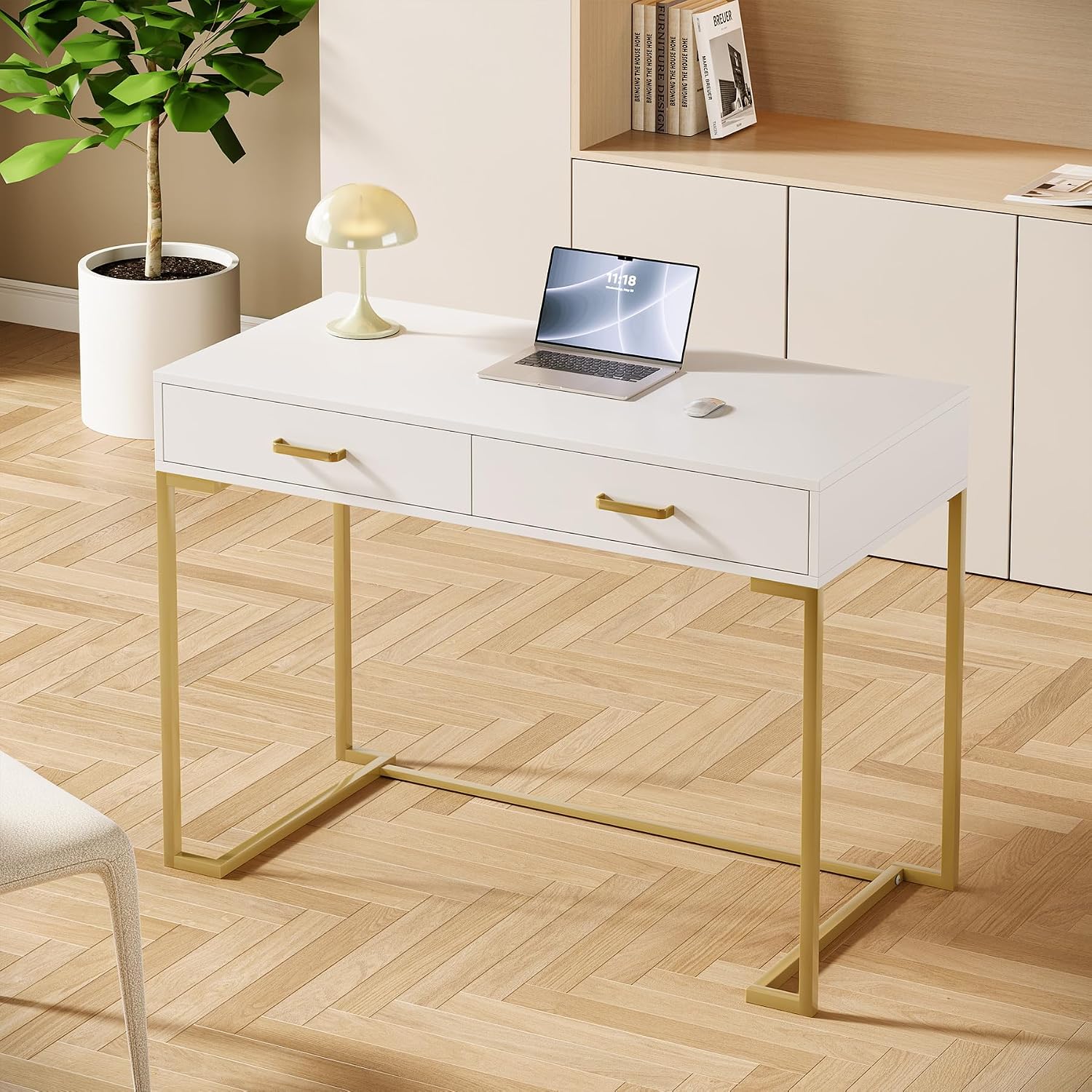 Бело-золотой современный компь – обзор и цена Desk Drawer Small