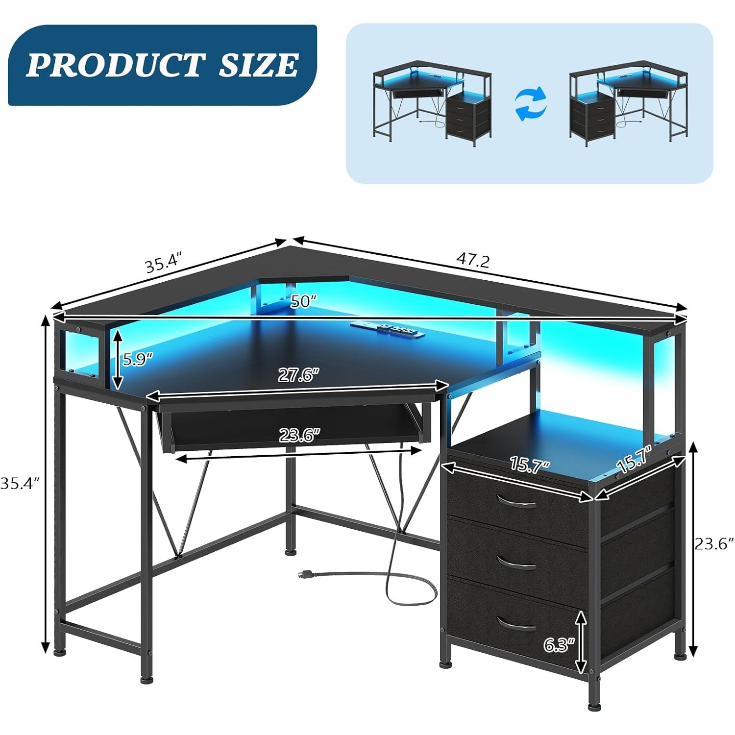 Угловой стол 47 дюймов с ящика – обзор и цена Desk Drawer Small